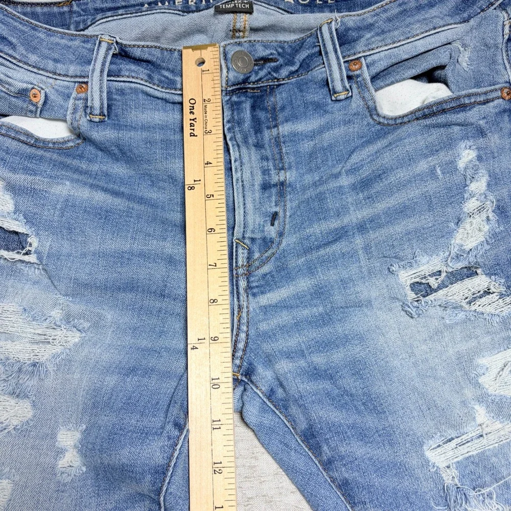 American Eagle Mens Slim Distressed Jeans 36x32 Blue Airflex+ Temp Tech Ripped